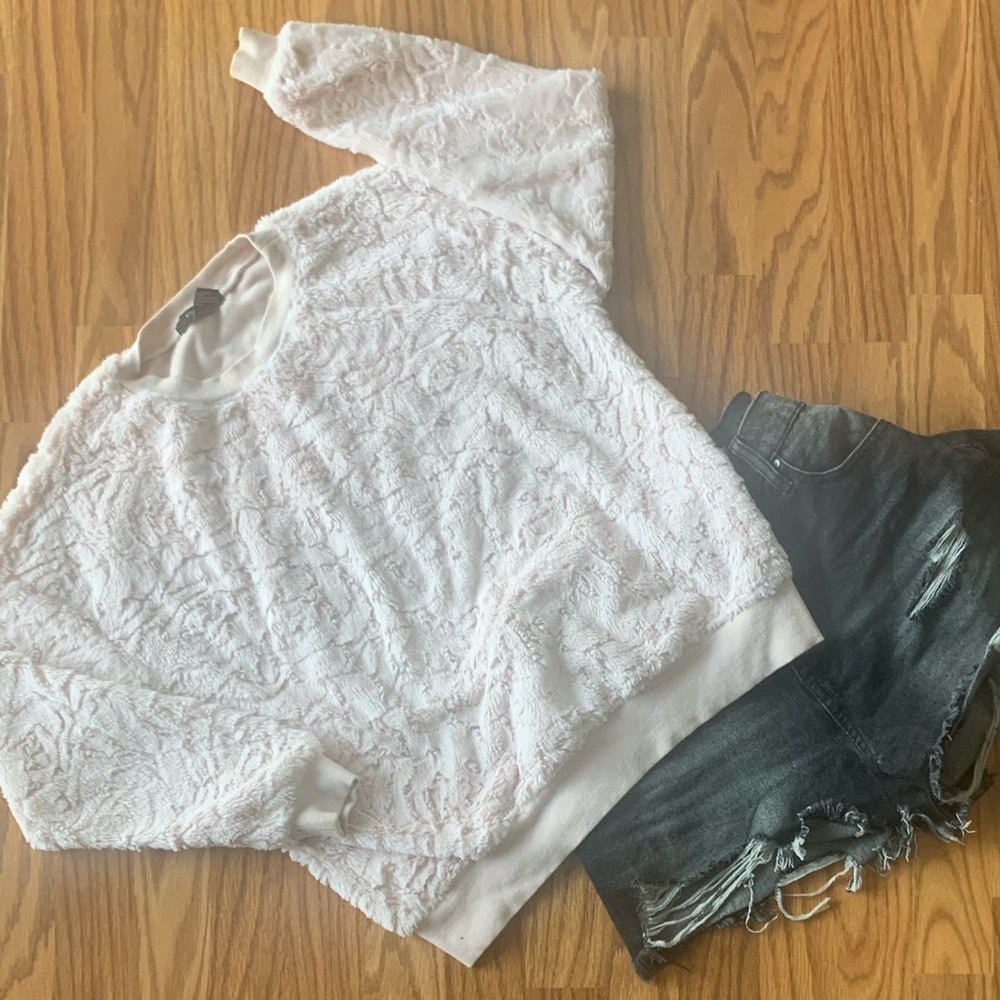 Blush Faux Fur Rose Sweatshirt